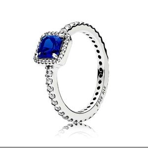 Pandora Blue Square Sparkle Halo ring
